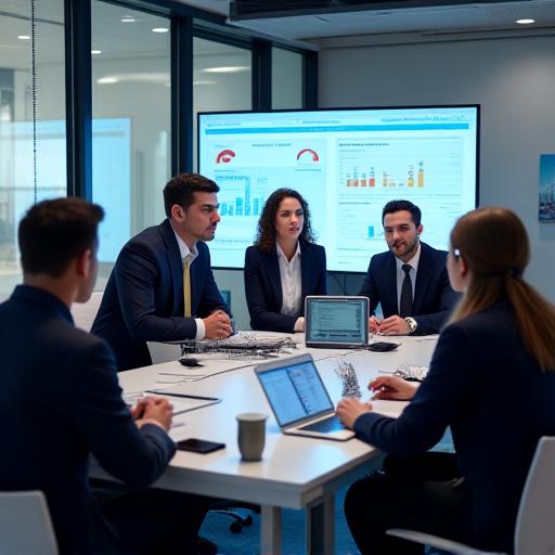 Reunión corporativa tech